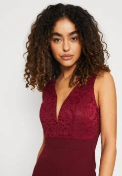 Wal G Celia V Neck Midi Dress - Robe De Soirée - Wine -Wal Mode Promos Soldes Boutique 0028242771a14cbe88407a52fc6b9e54