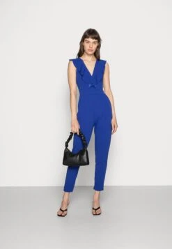 Wal G Leah Ruffle V Neck Jumpsuit - Combinaison - Cobalt Blue -Wal Mode Promos Soldes Boutique 063f81937e1444d194b41ba32d2a4e10