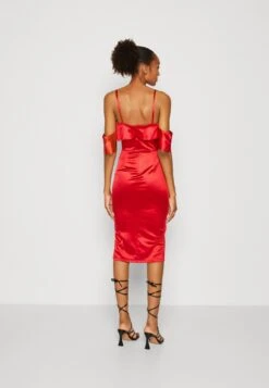 Wal G Gina Ruffle Midi - Robe De Soirée - Red -Wal Mode Promos Soldes Boutique 103212bc525541b490415a7381c3b93d