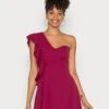 Wal G One Shoulder Skater Dress - Robe En Jersey - Magenta