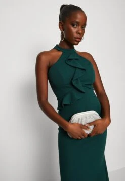 Wal G Tilly Ruffle Halter Neck Maxi Dress - Robe En Jersey - Forest Green -Wal Mode Promos Soldes Boutique 179956e9e2ee4f2b913ad3f55585877a