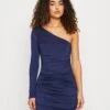 Wal G Evie Asymmetric Mini - Robe En Jersey - Navy Blue
