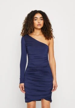 Wal G Evie Asymmetric Mini - Robe En Jersey - Navy Blue