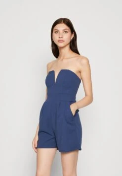 Wal G Christa V Neck Playsuit - Combinaison - Denim Blue