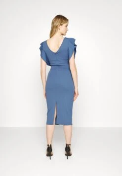 Wal G Diana Ruffle Sleeve Midi Dress - Robe En Jersey - Denim -Wal Mode Promos Soldes Boutique 25bd7032f393473691d2fe117681071e