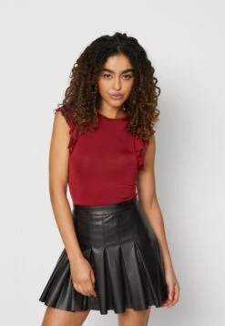 Wal G Ben Ruffle Bodysuit - T-Shirt Imprimé - Burgundy