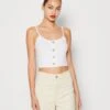 Wal G Christina Button Crop Top - Débardeur - White