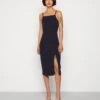 Wal G Strappy Square Neck Midi Dress - Robe Fourreau - Navy Blue