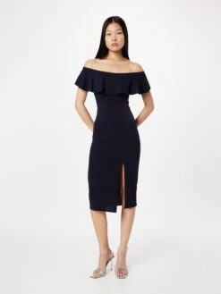 Wal G Robes Midi Robe CAMILLE Femme Bleu Marine -Wal Mode Promos Soldes Boutique 344fea1cd6c227505bd2150a5702591c