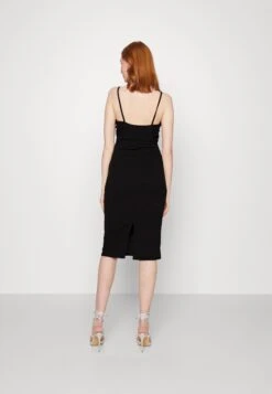 Wal G Cyndee Front Tie Midi Dress - Robe Fourreau - Black -Wal Mode Promos Soldes Boutique 3551110bff334a568e4e01f81693b97d