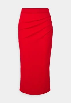 Wal G Reilly Rouched Midi Skirt - Jupe Crayon - Red -Wal Mode Promos Soldes Boutique 40cee99f1ef148f482cebc26cd7a87c5