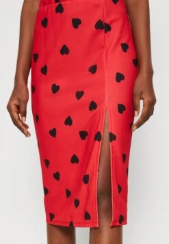 Wal G Valentines Heart Midi Skirt - Jupe Crayon - Red/Black -Wal Mode Promos Soldes Boutique 47442a694917433aad36703cd0c2a121
