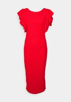 Contrast Frill Sleeve Midi Dress - Robe En Jersey - Red/Fuchsia -Wal Mode Promos Soldes Boutique 4a01701c551944ab8f3048d85803f11c