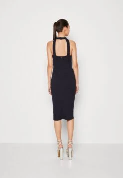 Wal G Sasha Frill Neck Midi Dress - Robe En Jersey - Navy Blue -Wal Mode Promos Soldes Boutique 4b095aa227be4fb0bb0208841ab10fee