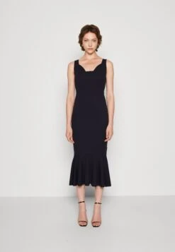 Wal G Anabella Ruffle Bottom Midi - Robe En Jersey - Navy Blue