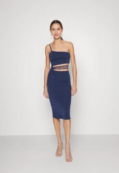 Wal G Queen Cut Out Midi Dress - Robe De Soirée - Navy Blue