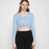 Wal G Karina Tie Top - T-Shirt À Manches Longues - Dusty Blue