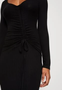 Wal G Del Gathered Midi - Robe En Jersey - Black -Wal Mode Promos Soldes Boutique 5706d63d17454caf9f06198439813c8a