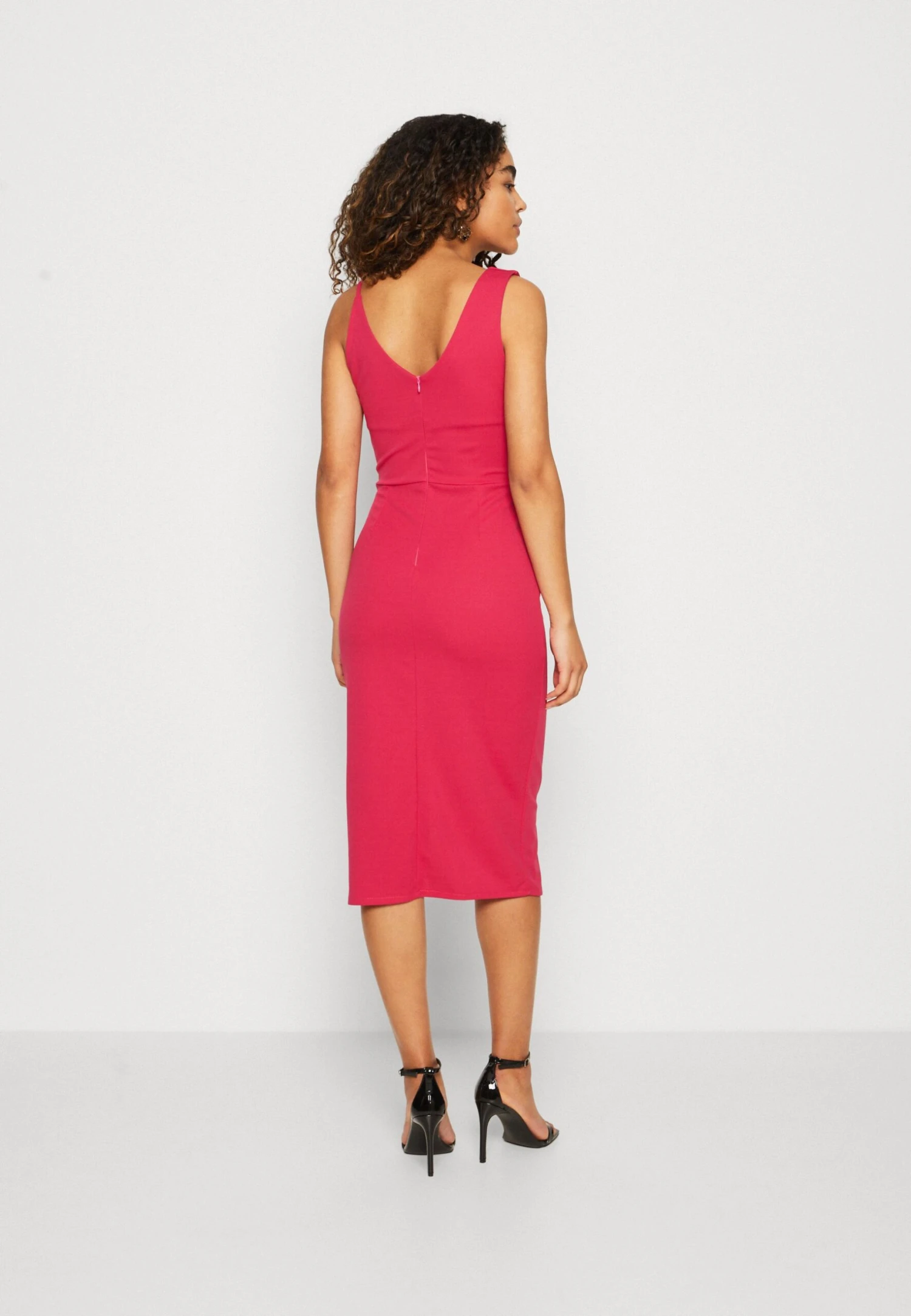 Wal G Sweeny Peplum Midi Dress - Robe En Jersey - Dark Fuchsia 3 Wal G Sweeny Peplum Midi Dress - Robe En Jersey - Dark Fuchsia – Image 3