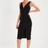 Wal G V Neck Midi - Robe En Jersey - Black