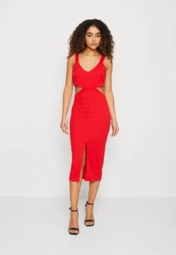 Wal G Brodie Cut Out Midi - Robe En Jersey - Red