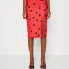 Wal G Valentines Heart Midi Skirt - Jupe Crayon - Red/Black