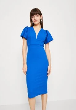 Wal G Antalya Ruffle Midi - Robe De Soirée - Electric Blue -Wal Mode Promos Soldes Boutique 6fa91054d3804ba9832e39423a216bf4