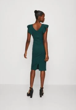 Wal G Alessia Frill Sleeve Midi Dress - Robe En Jersey - Forest Green -Wal Mode Promos Soldes Boutique 7b20dedbec7042eabea67591d4e4f8cd