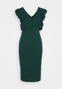Wal G Alessia Frill Sleeve Midi Dress - Robe En Jersey - Forest Green -Wal Mode Promos Soldes Boutique 7e40fea94504423196b0f3518874f910