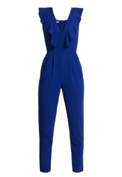 Wal G Leah Ruffle V Neck Jumpsuit - Combinaison - Cobalt Blue -Wal Mode Promos Soldes Boutique 84626b08bb6e4688b5923d57f22078fa