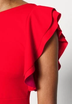 Contrast Frill Sleeve Midi Dress - Robe En Jersey - Red/Fuchsia -Wal Mode Promos Soldes Boutique 87a87176fa2847e9992bbccefed9bad1