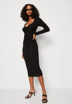 Wal G Del Gathered Midi - Robe En Jersey - Black -Wal Mode Promos Soldes Boutique 8ebab3a22f2d4e92becb59e3568e51a0