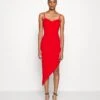 Laila Asymmetric Midi Dress - Robe De Jour - Red