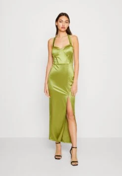 Wal G Mona Halter Neck Maxi - Robe De Cocktail - Pea Green