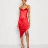 Wal G Archie Asymmetric Midi - Robe De Soirée - Red