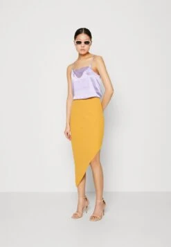 Wal G Grainee Asymmetric Midi Skirt - Jupe Crayon - Yellow -Wal Mode Promos Soldes Boutique 9c39be6f77004e0c860b279da1a87d8a