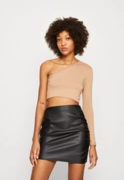Wal G Milly One Sleeve Crop - T-Shirt À Manches Longues - Camel
