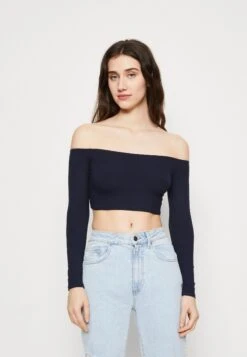Wal G Hollie Off Shoulder Crop - T-Shirt À Manches Longues - Navy