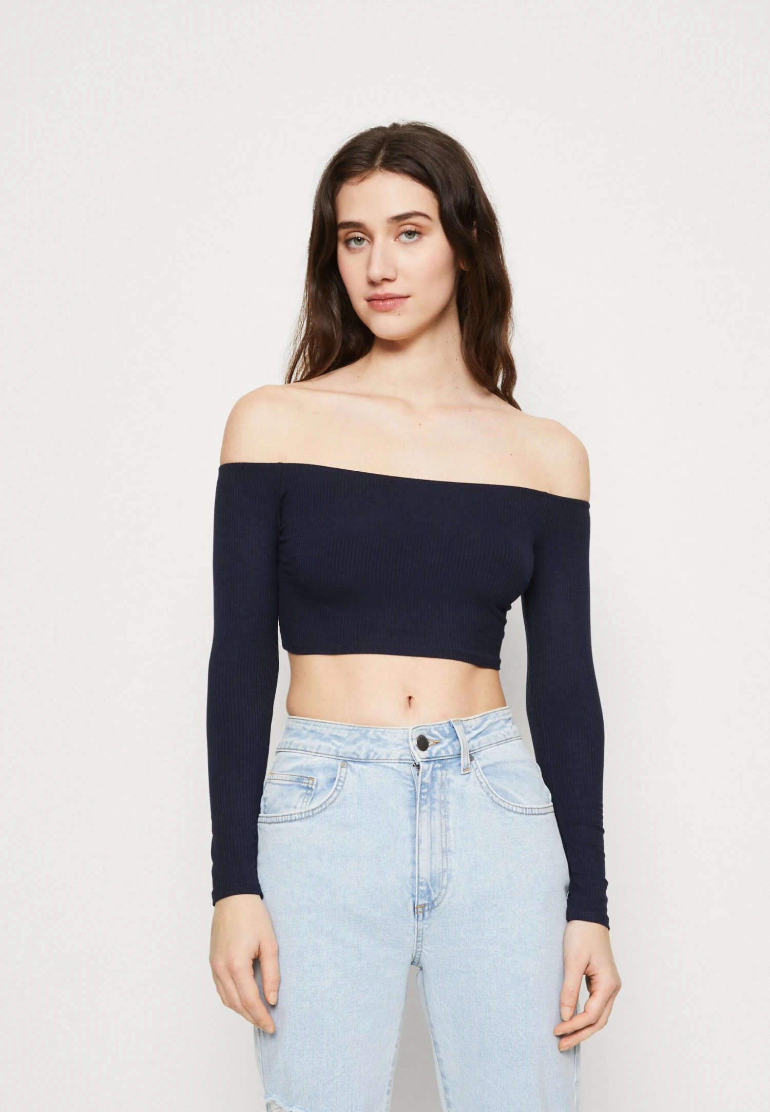 Wal G Hollie Off Shoulder Crop - T-Shirt À Manches Longues - Navy 1 Wal G Hollie Off Shoulder Crop - T-Shirt À Manches Longues - Navy