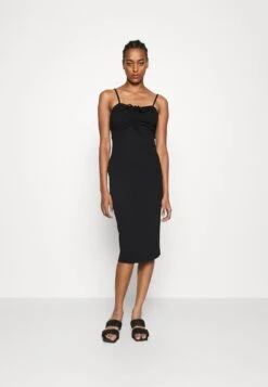 Cyndee Front Tie Midi Dress - Robe En Jersey - Black