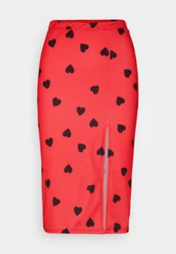 Wal G Valentines Heart Midi Skirt - Jupe Crayon - Red/Black -Wal Mode Promos Soldes Boutique a52ea6912a5544b990294d9ce3969487