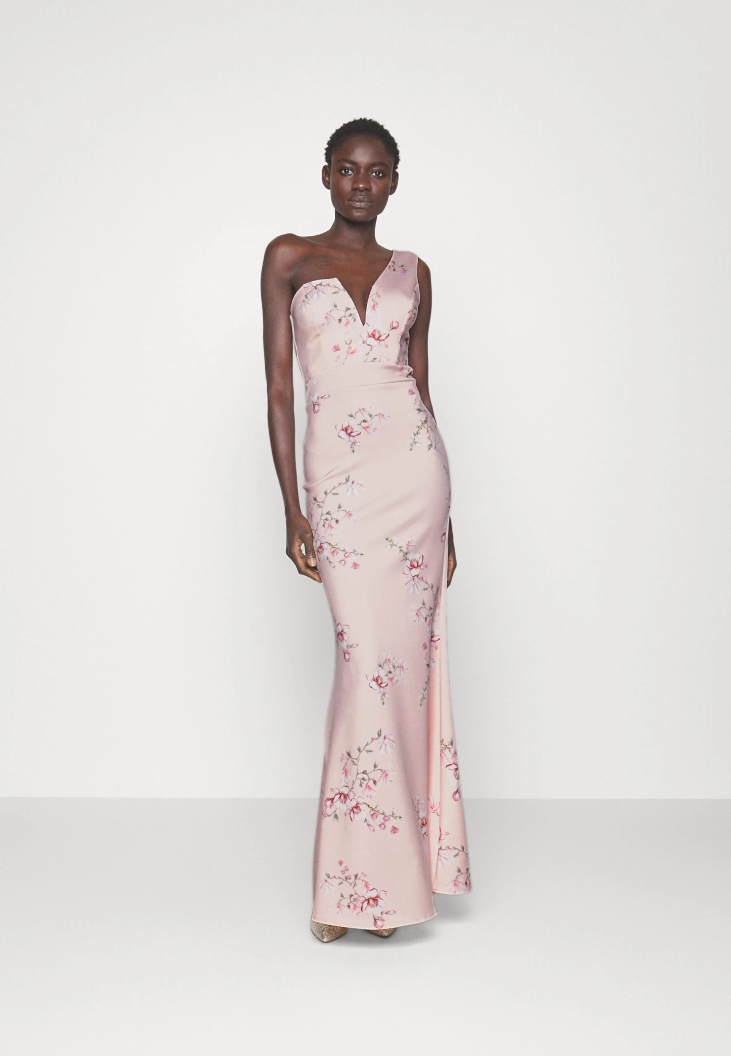 Wedding Gigi One Shoulder Print - Robe De Cocktail - Peach 1 Wedding Gigi One Shoulder Print - Robe De Cocktail - Peach