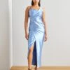 Wal G Valentines Romeo Asymmetric Maxi - Robe De Cocktail - Dusty Blue