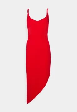 Laila Asymmetric Midi Dress - Robe De Jour - Red -Wal Mode Promos Soldes Boutique aedeba15ee0f459bb46c9e08fd30ebbe