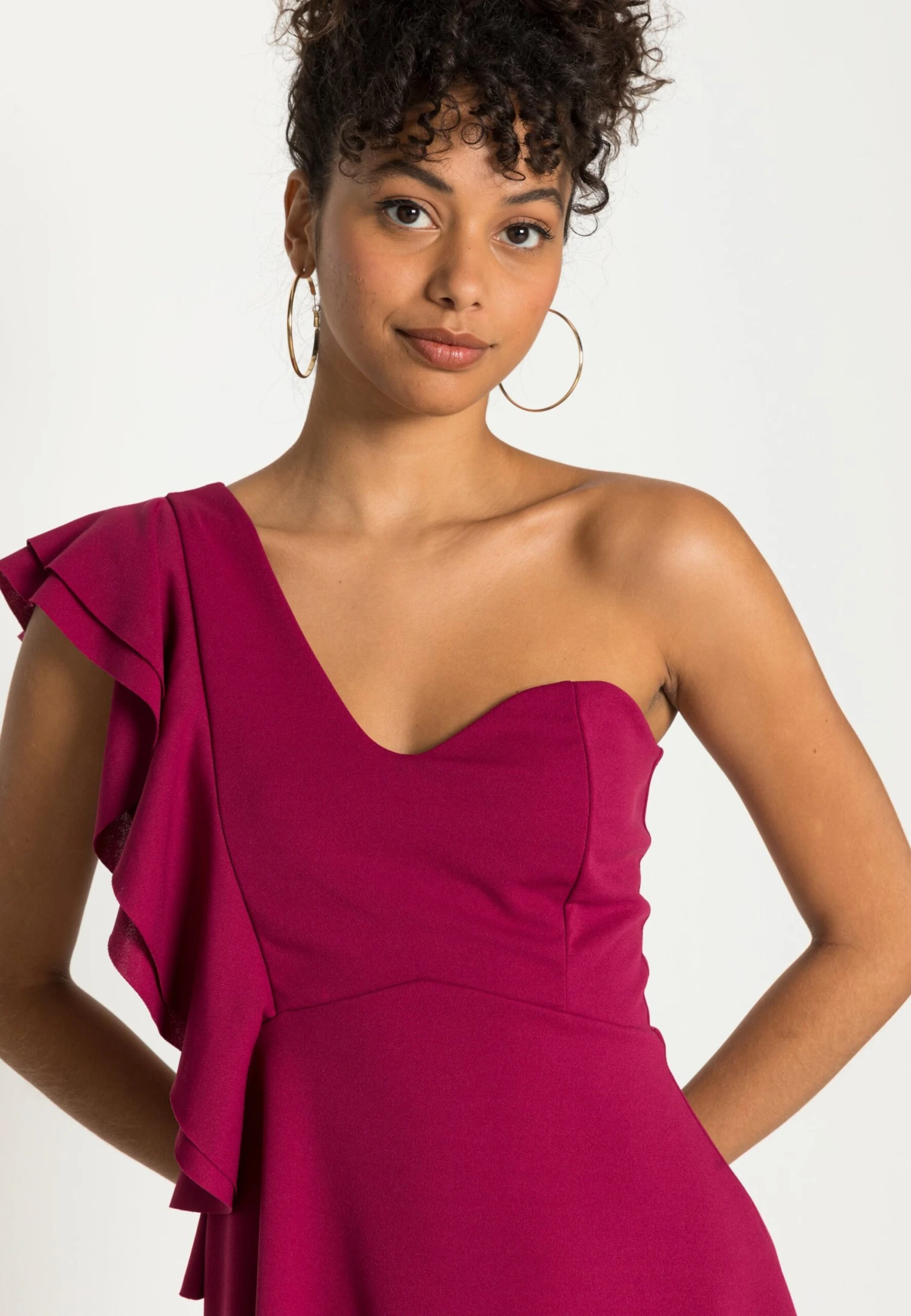 Wal G One Shoulder Skater Dress - Robe En Jersey - Magenta 5 Wal G One Shoulder Skater Dress - Robe En Jersey - Magenta – Image 5
