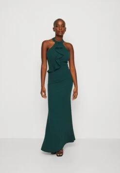 Wal G Tilly Ruffle Halter Neck Maxi Dress - Robe En Jersey - Forest Green