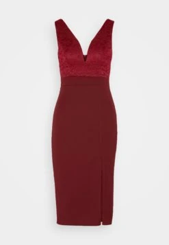 Wal G Celia V Neck Midi Dress - Robe De Soirée - Wine -Wal Mode Promos Soldes Boutique b8f531f02bab49c79a7a94c534b74e22