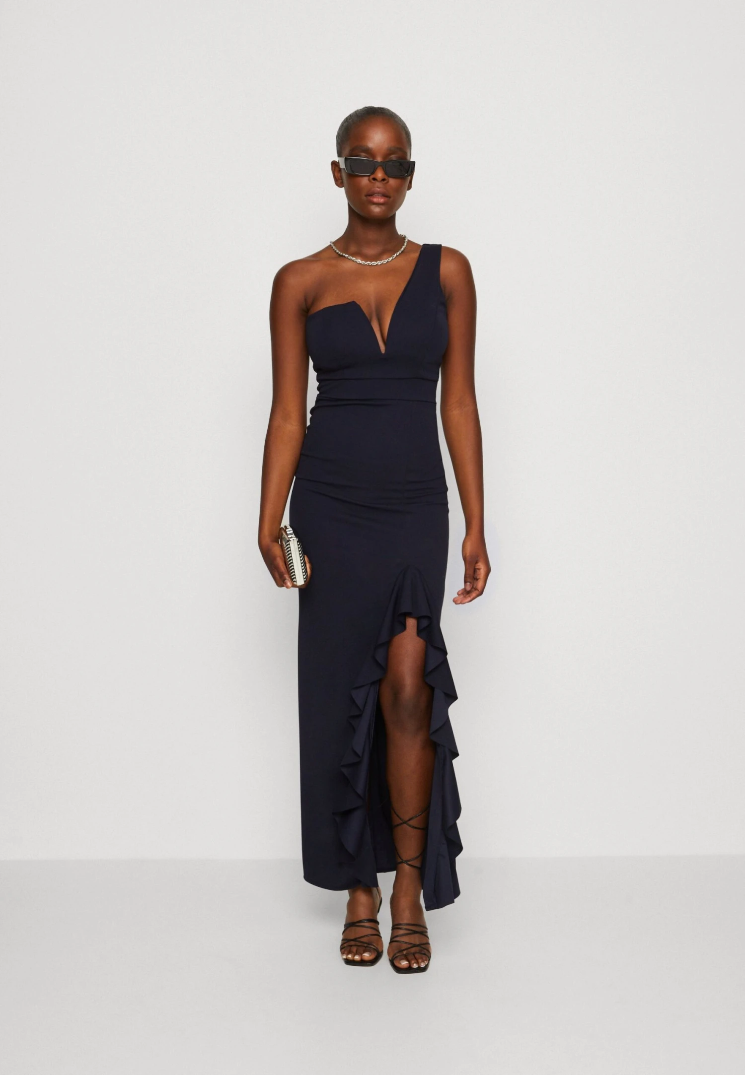 Wal G Soya One Shoulder Maxi Dress - Robe En Jersey - Navy Blue 2 Wal G Soya One Shoulder Maxi Dress - Robe En Jersey - Navy Blue – Image 2