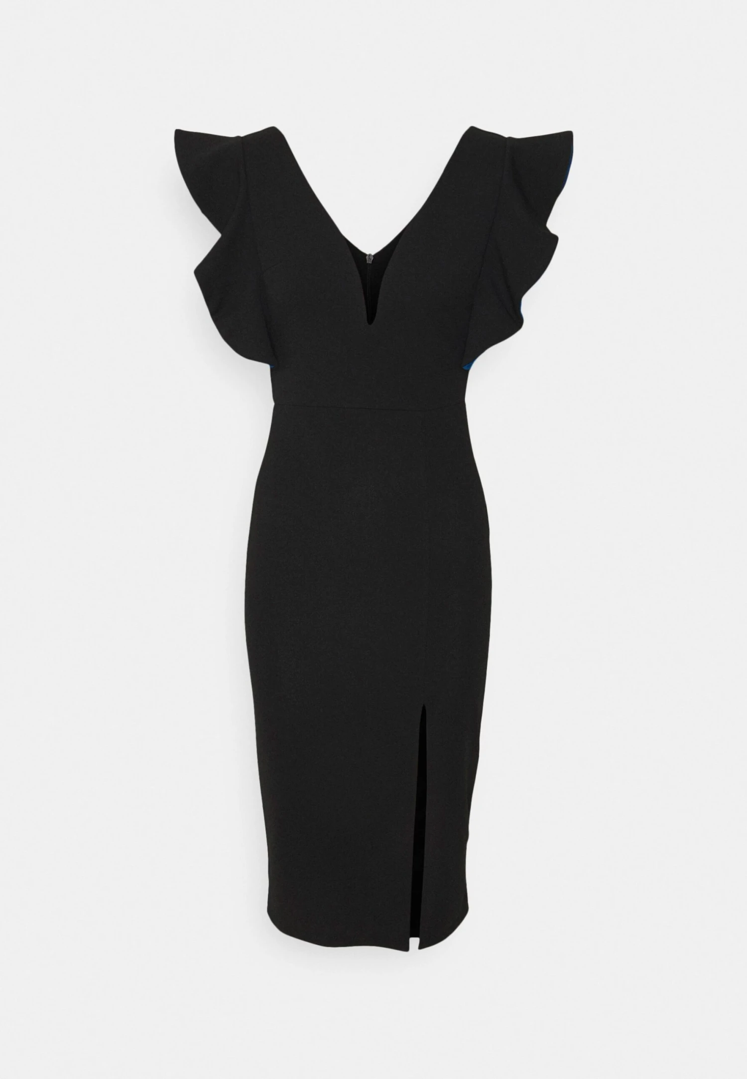 Wal G V Neck Ruffle Sleeve Midi Dress - Robe De Soirée - Black/Royal Blue 5 Wal G V Neck Ruffle Sleeve Midi Dress - Robe De Soirée - Black/Royal Blue – Image 5