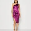 Wal G Niomi One Shoulder Midi - Robe De Soirée - Magenta